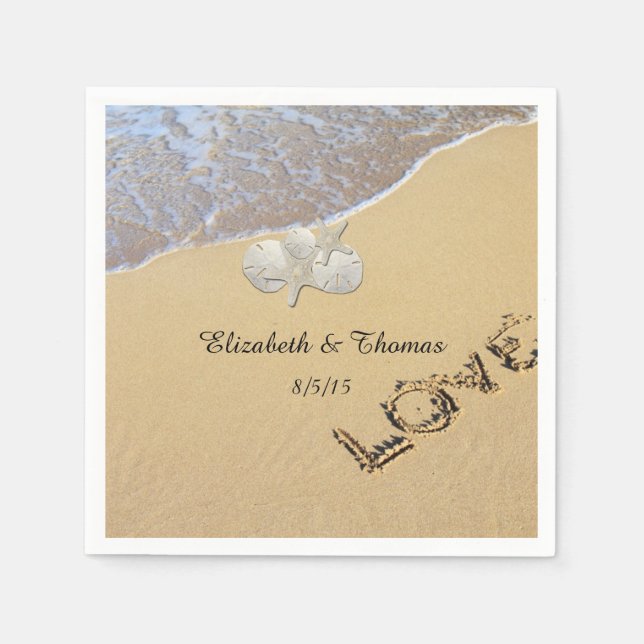 Casamento na Praia, Dólar de Areia, Guardanapos de (Frente)