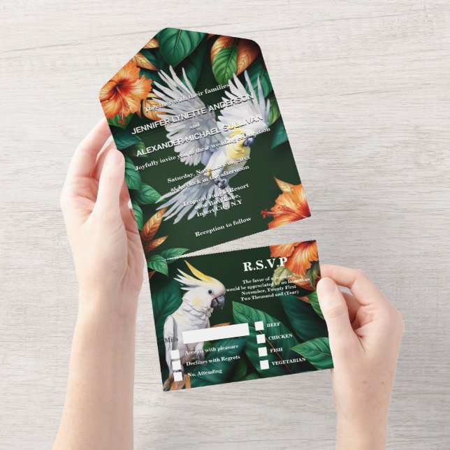 Casamento na selva tropical papagaios exóticos (Aba destacável)