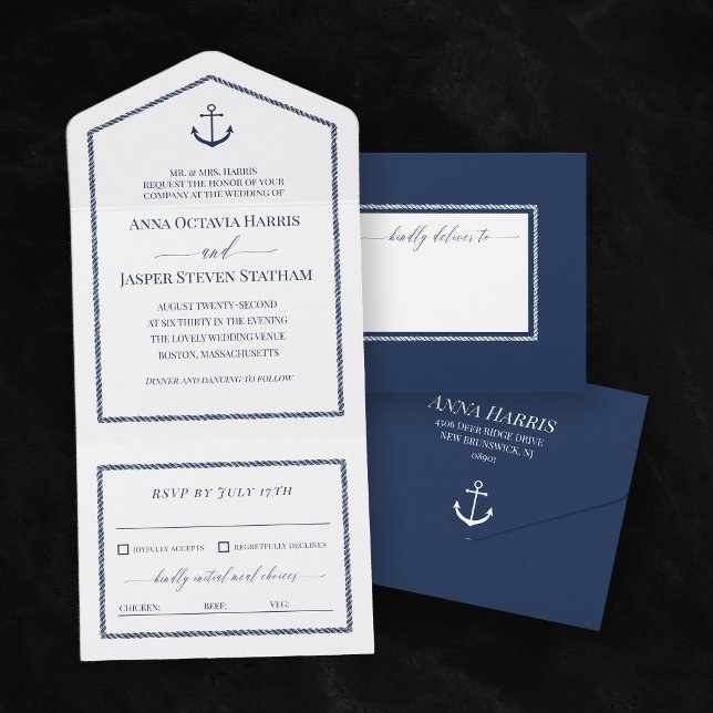 Casamento Náutico Âncora Azul Marinho Branco (Criador carregado)