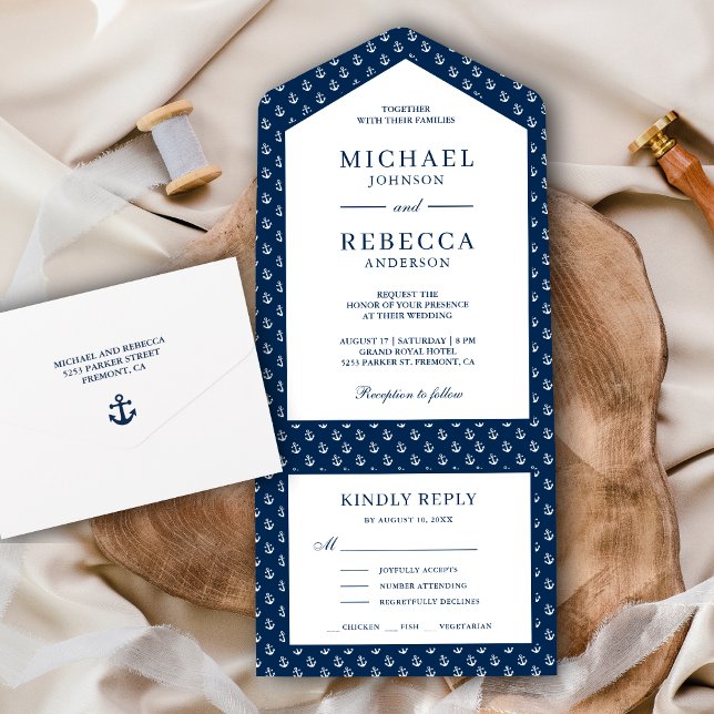 Casamento Náutico Azul Marinho e Âncoras Brancas (Criador carregado)
