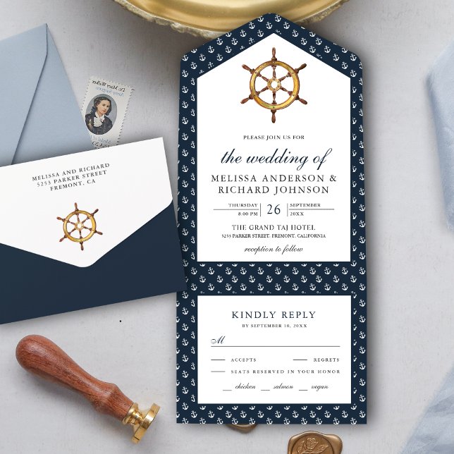 Casamento Náutico Azul Marinho Timão de Navio Rúst (Criador carregado)