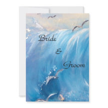 Casamento náutico com convite de onda