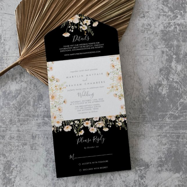 Casamento Negra Clássico com Blush de Flor Selvage (Criador carregado)