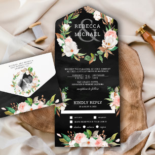 Casamento Negra De Ferida Floral Rosa-Rosa Magnoli