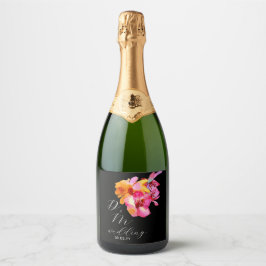 Casamento Negra De Monograma Com Cor Floral Brilha