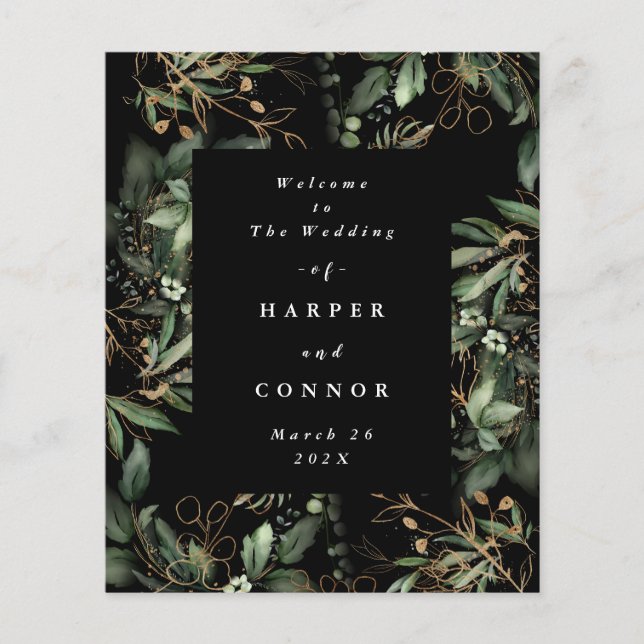 Casamento Negra Eucalyptus Moderno Onyx Premium (Frente)