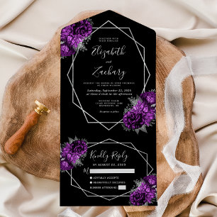 Casamento Negra Geométrico Floral de Plum Silver