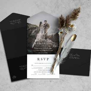 Casamento Negro de Entrada RSVP de Script de Fotog