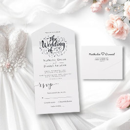 Casamento Negro e Branco com Script de Caligrafia