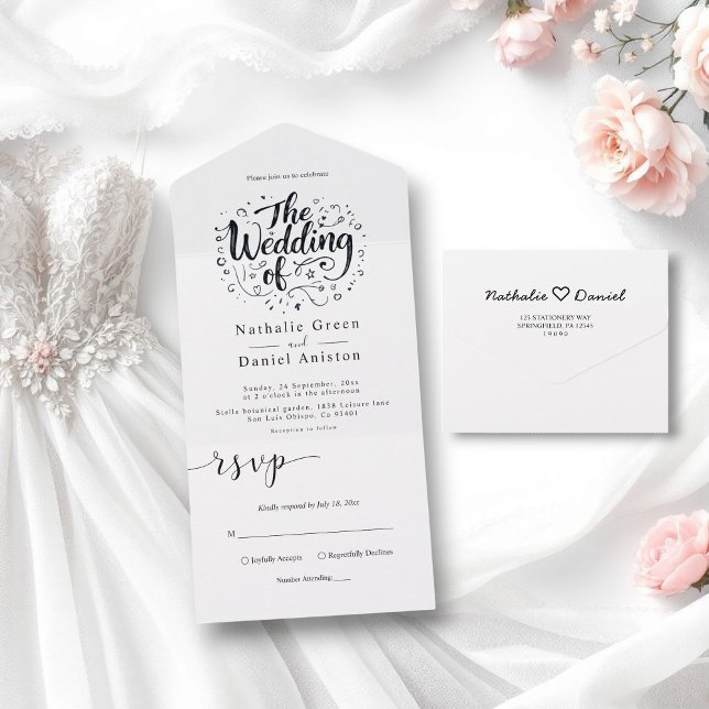 Casamento Negro e Branco com Script de Caligrafia  (Criador carregado)