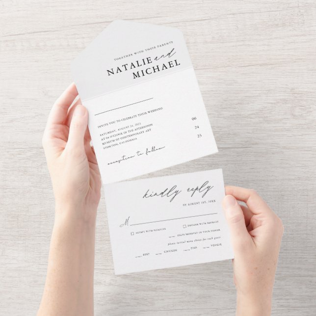 Casamento Negro E Branco Moderno Minimalista Simpl (Aba destacável)