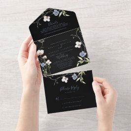Casamento Negro Floral Florestal Selvagem
