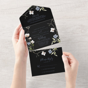 Casamento Negro Floral Florestal Selvagem