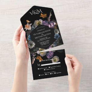 Casamento Neoclássico ao Luar Floral Escuro e Temp