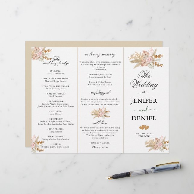 Casamento Neutro de Palma e Flor de Pampas (Frente/Verso In Situ)