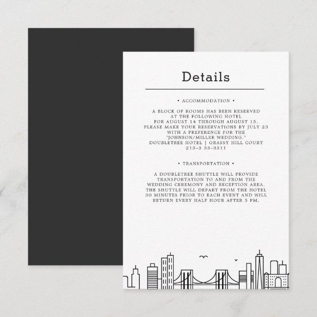 Casamento no Brooklyn | Convite com Detalhes para  (Frente/Verso)