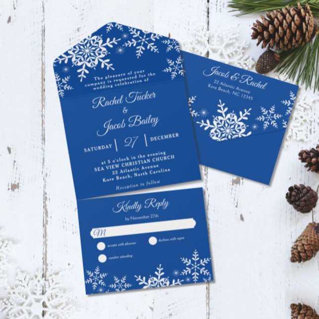 Casamento no inverno Azul Profundo com Flocos de N (Criador carregado)