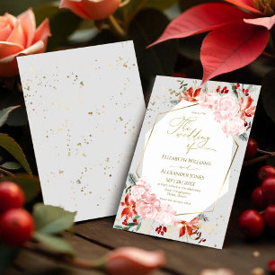Casamento no inverno Convite De Aquarela Dourada F