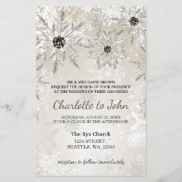 Casamento no inverno de flocos de neve de ouro orç