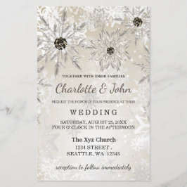 Casamento no inverno de flocos de neve de ouro orç