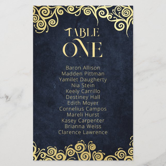 Casamento no inverno De Luxo Azul E Dourado Florei (Frente)