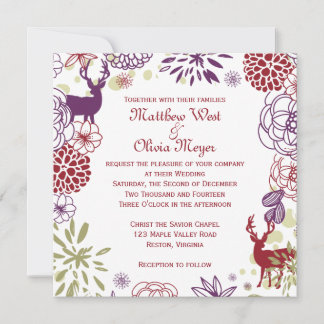 Casamento no inverno de Reindeer Floral Convite