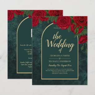 Casamento no inverno de Rosas vermelhas Douradas V