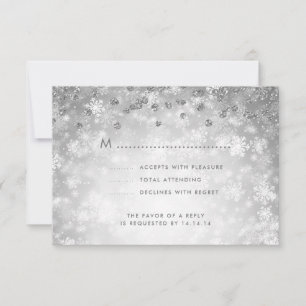 Casamento no inverno Elegante RSVP Glitter Silver