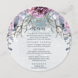 Casamento no inverno Floral Blue Menu