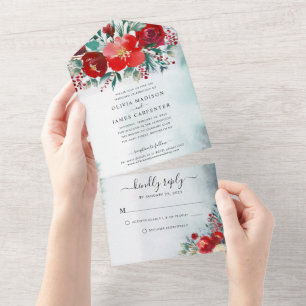 Casamento no inverno Floral Red Holly Berries