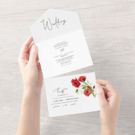 Casamento no inverno Floral Vermelho Simples II