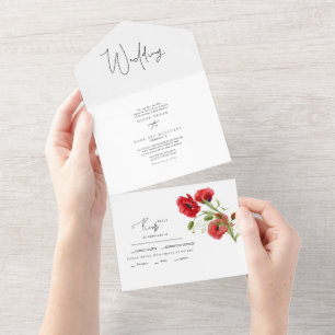 Casamento no inverno Floral Vermelho Simples II