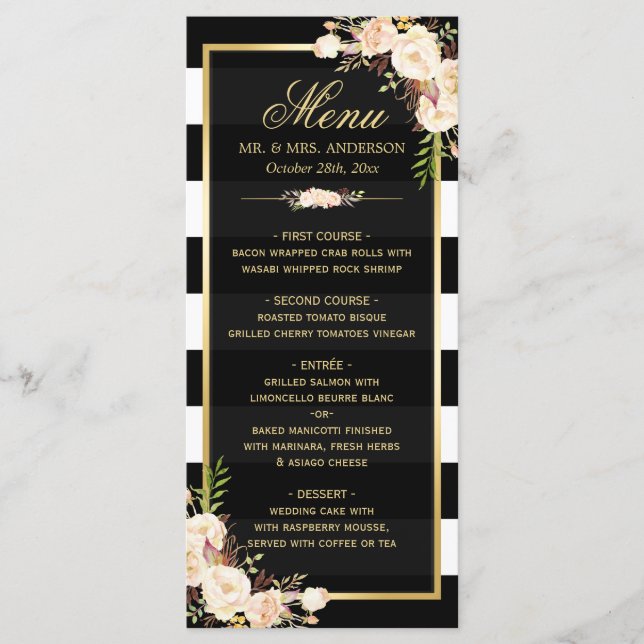 Casamento no inverno Menu Branco Fios de Marfim Fr (Frente)