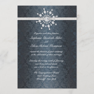 Casamento no inverno Snowflake Convite Azul Para P