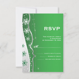 Casamento no inverno verde, cinza prateada RSVP