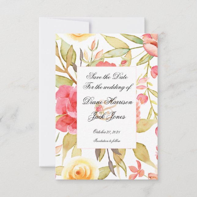 Casamento no Jardim com Aquarela Salve a Data (Frente)