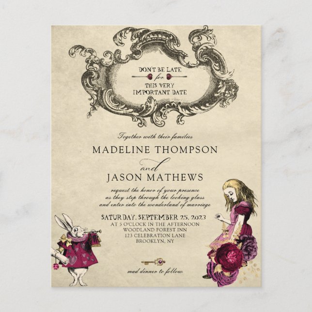 Casamento no País das Maravilhas Orçamento Borgonh (Frente)