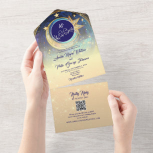 Casamento Noite Estrelada Galáxia Dourada