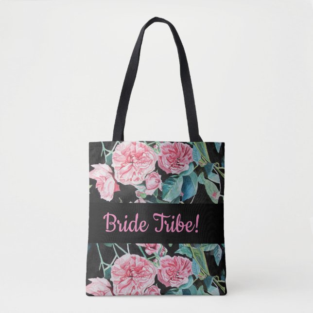 Casamento Noiva de Rosas Rosa Bridesmaid Tote Bag (Frente)
