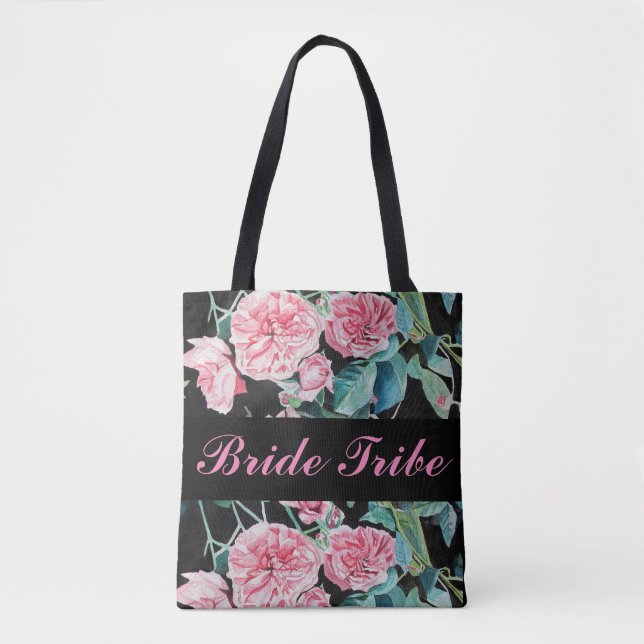 Casamento Noiva de Rosas Rosa Bridesmaid Tote Bag (Frente)