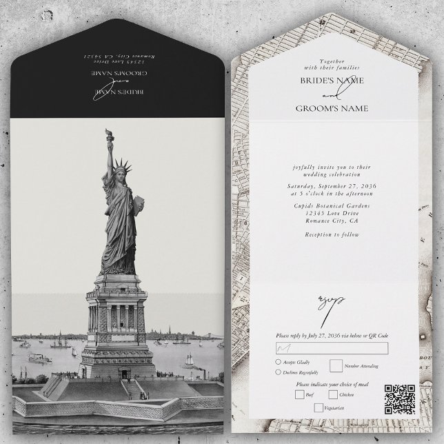 Casamento NYC de Destino de Nova Iorque (New York City Destination NYC Wedding All In One Invitation)