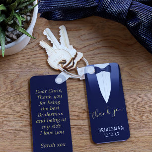 Casamento Obrigado Bridesman Blue Tuxedo Chaveiro