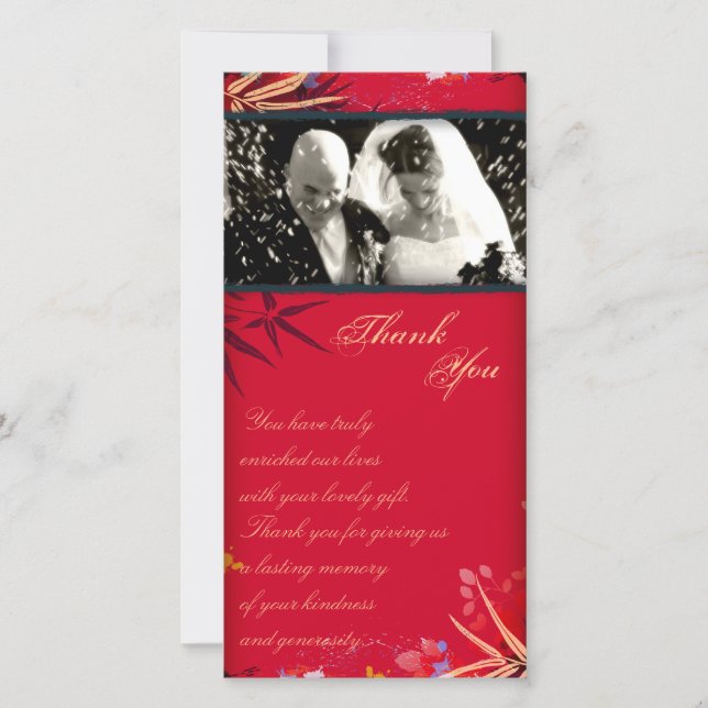 Casamento Obrigado Cartão com fotos Vintage Bamboo (Frente)