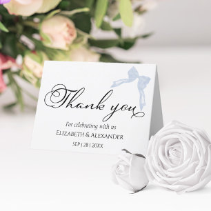 Casamento Obrigado Cartões Caligrafia Arco azul