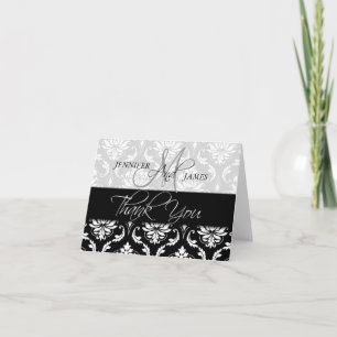 Casamento Obrigado Cartões Damask Monograma