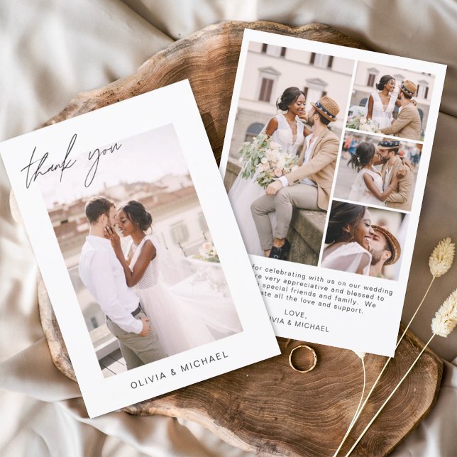 Casamento Obrigado Foto Minimalista Cartão Românti (Criador carregado)