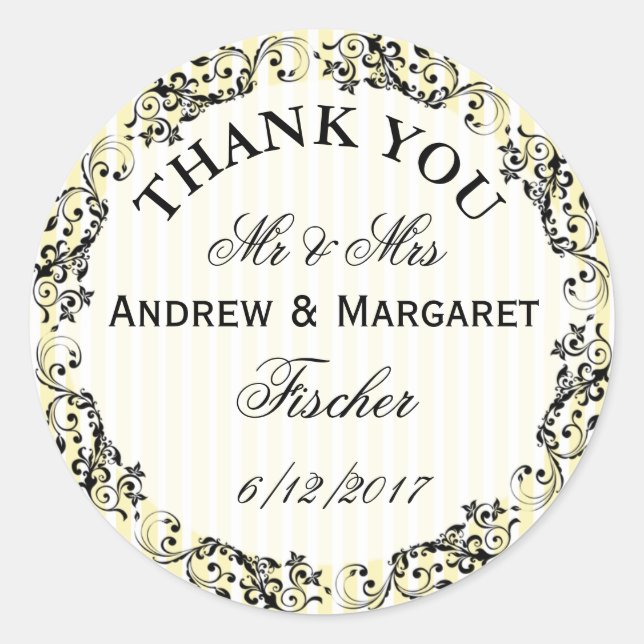 Casamento Obrigado Nota Adesivos Personalizados (Frente)