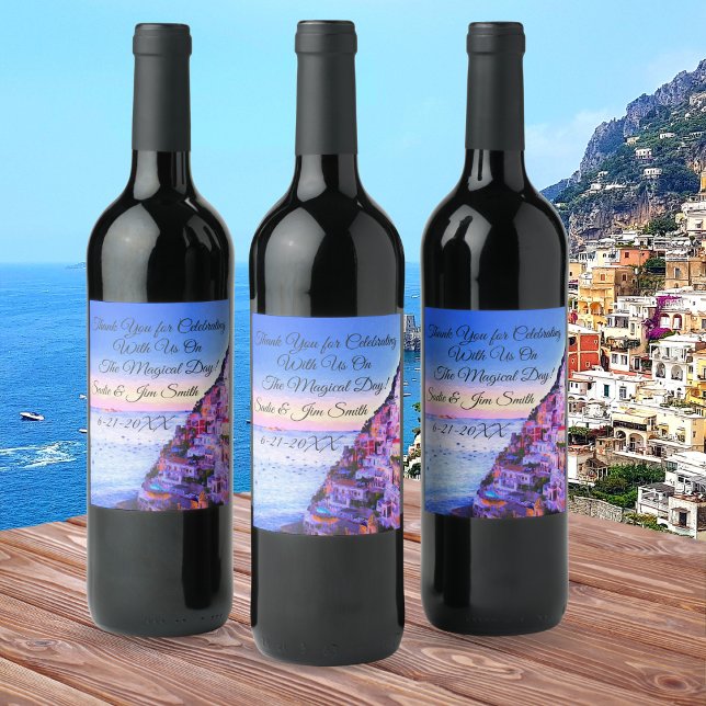 Casamento Obrigado Positano Itália Vinho Rótulo (Criador carregado)
