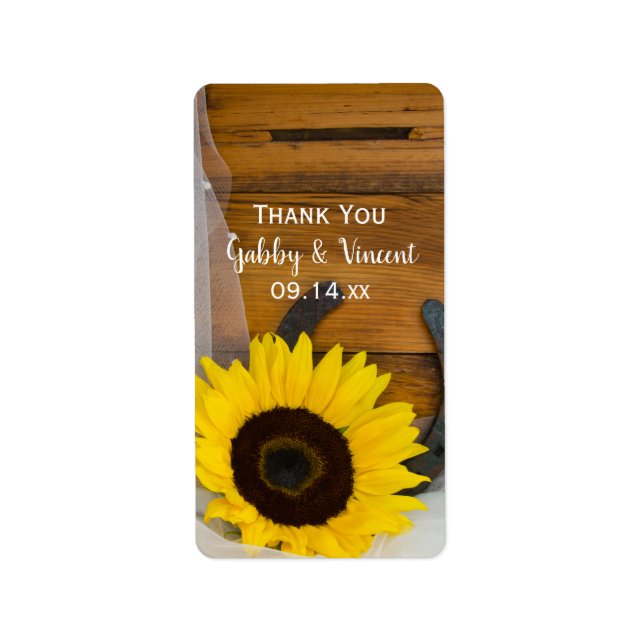 Casamento Ocidental de Sunflower Obrigado Etiqueta (Frente)