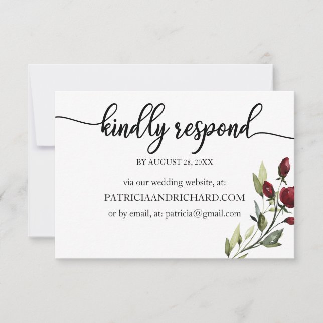 Casamento Online RSVP Burgundy Floral (Frente)
